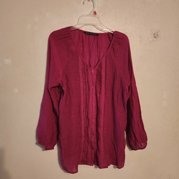 Zac & Rachel Button Lace Blouse Size S - Picture 1 of 7